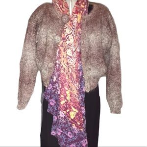 Granny Core Vintage Mohair Wool Blend Sweater, Mohair Vintage Purple Cardigan